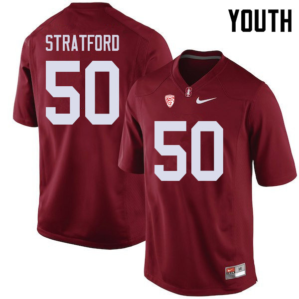 Youth #50 Trey Stratford Stanford Cardinal College Football Jerseys Sale-Cardinal